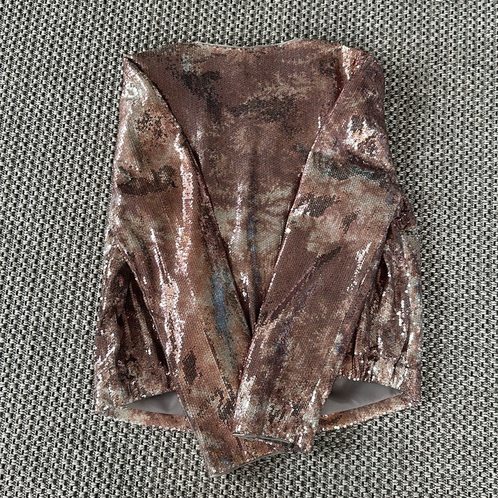 Sequin Sleek Jacket- Excellent Condition. Rose Go… - image 4